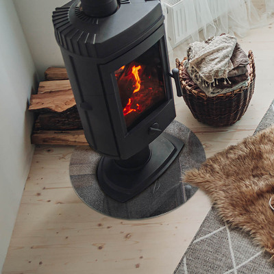Runde Kamin Glasplatte Rohe Oberflächenstruktur
