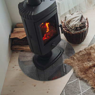 Runde Kamin Glasplatte Rohe Oberflächenstruktur