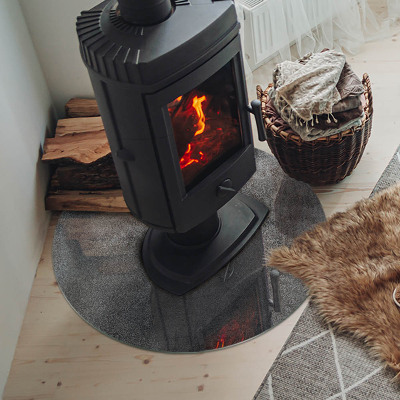 Runde Kamin Glasplatte Rohe Oberflächenstruktur