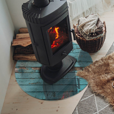 Runde Kamin Glasplatte Bretter im rustikalen Stil