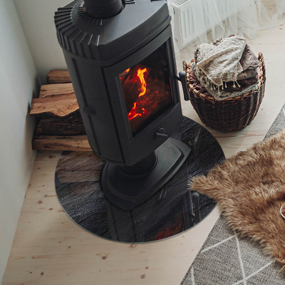 Runde Kamin Glasplatte Steinoberflächenstruktur