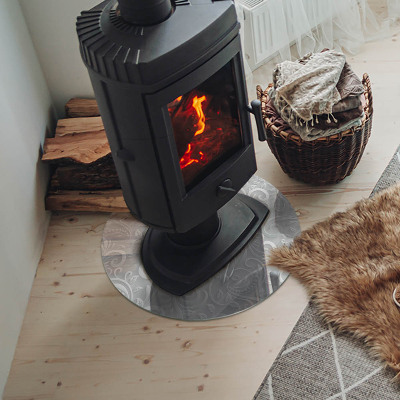 Runde Kamin Glasplatte Elegantes Pflanzenmuster