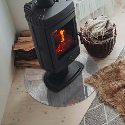 Runde Kamin Glasplatte Elegantes Pflanzenmuster