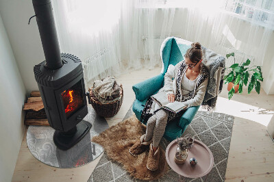 Runde Kamin Glasplatte Elegantes Pflanzenmuster