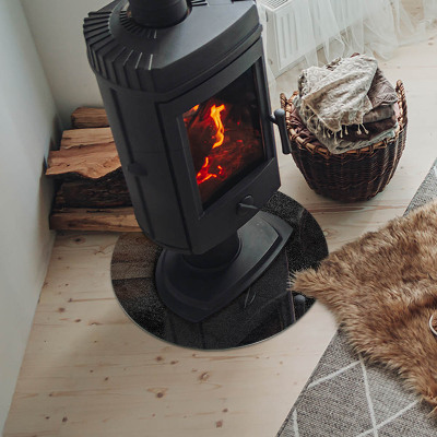 Runde Kamin Glasplatte Steinoberflächenstruktur