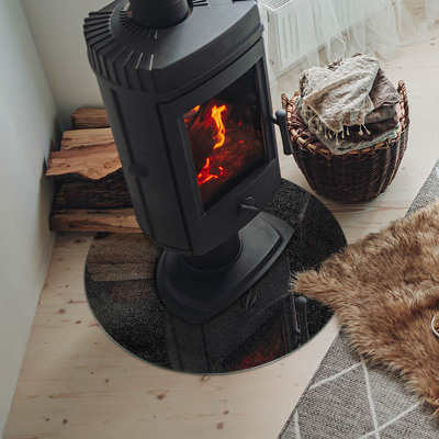 Runde Kamin Glasplatte Steinoberflächenstruktur