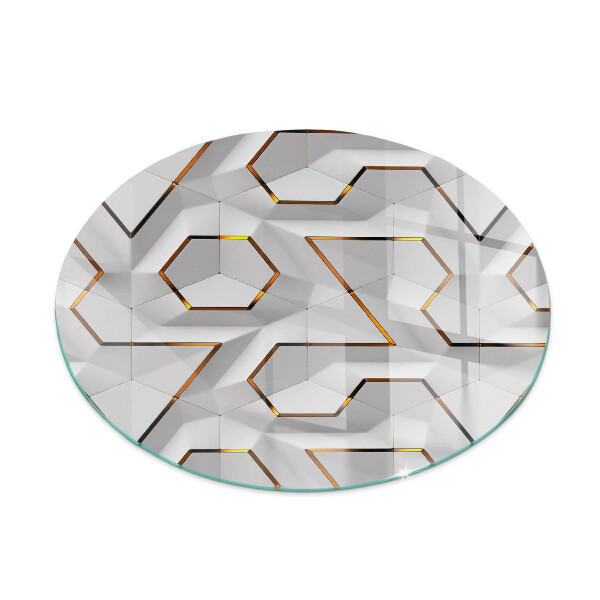 Runde Kamin Glasplatte Geometrisches 3D-Muster