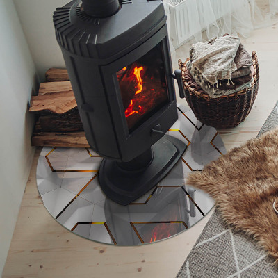 Runde Kamin Glasplatte Geometrisches 3D-Muster