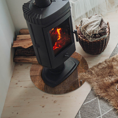 Runde Kamin Glasplatte Roststruktur auf dem Hintergrund