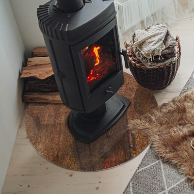 Runde Kamin Glasplatte Roststruktur auf dem Hintergrund