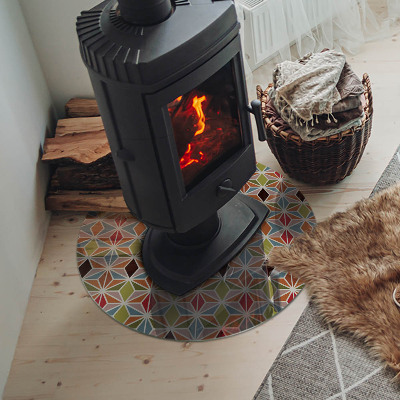Runde Kamin Glasplatte Polygonale Muster in einem Raster