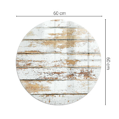 Runde Kamin Glasplatte Beschädigtes Holzbrett