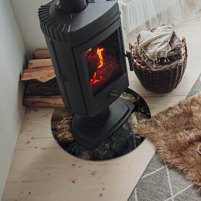 Runde Kamin Glasplatte Blumenmuster mit Schmetterlingen