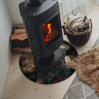 Runde Kamin Glasplatte Blumenmuster mit Schmetterlingen