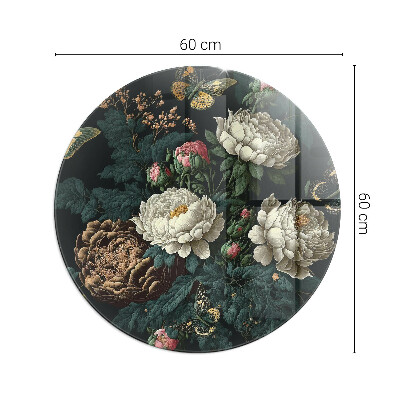 Runde Kamin Glasplatte Blumenmuster mit Schmetterlingen