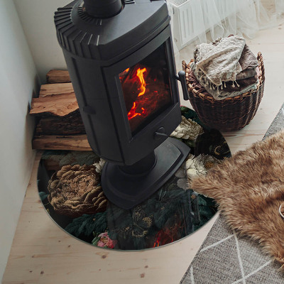 Runde Kamin Glasplatte Blumenmuster mit Schmetterlingen