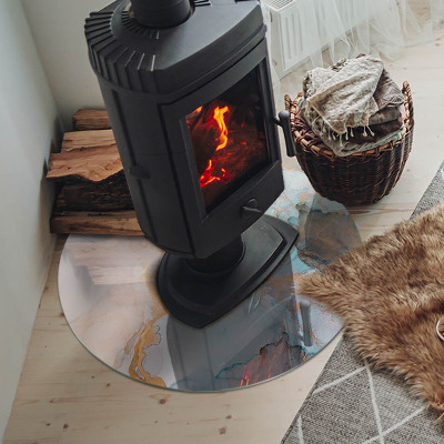 Runde Kamin Glasplatte Abstraktes flüssiges Muster