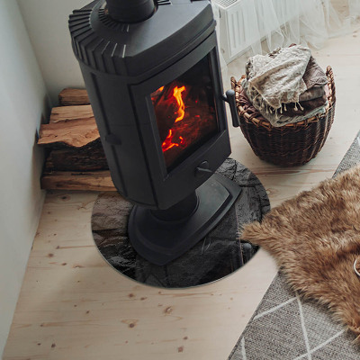 Runde Kamin Glasplatte Natursteinmuster