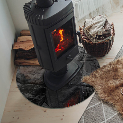 Runde Kamin Glasplatte Natursteinmuster