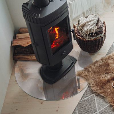 Runde Kamin Glasplatte Natursteinmuster