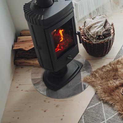 Runde Kamin Glasplatte Natursteinmuster