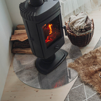 Runde Kamin Glasplatte Natursteinmuster