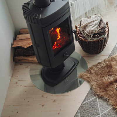 Runde Kamin Glasplatte Farbe graugrün