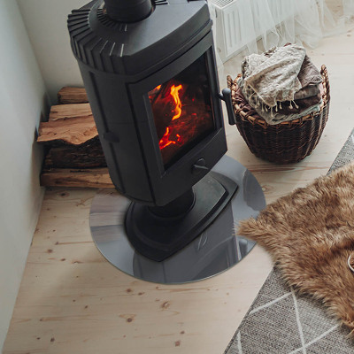 Runde Kamin Glasplatte Farbe Grau