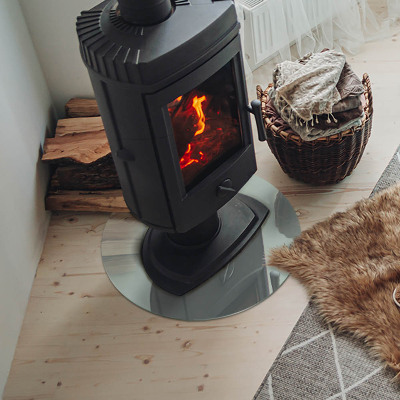 Runde Kamin Glasplatte Farbe Hellgrün