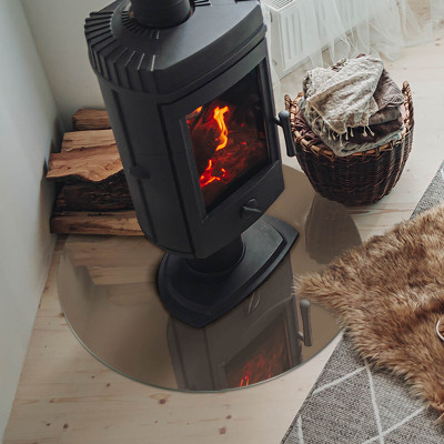 Runde Kamin Glasplatte Farbe Braun