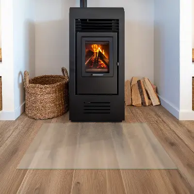 Halbtransparente rechteckige Glasplatte für Kamin