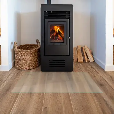 Halbtransparente rechteckige Glasplatte für Kamin