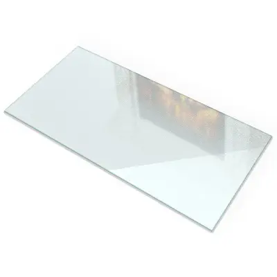 Halbtransparente rechteckige Glasplatte für Kamin