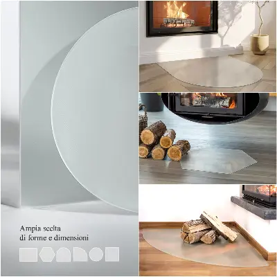 Halbtransparente rechteckige Glasplatte für Kamin