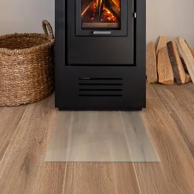 Halbtransparente rechteckige Glasplatte für Kamin