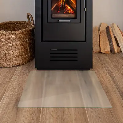 Halbtransparente rechteckige Glasplatte für Kamin