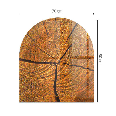 Funkenschutzplatte Kaminöfen Holz im Querschnitt mit natürlicher Maserung