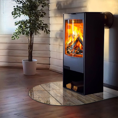 Glasplatte für Kaminöfen Holzmosaik im Layout