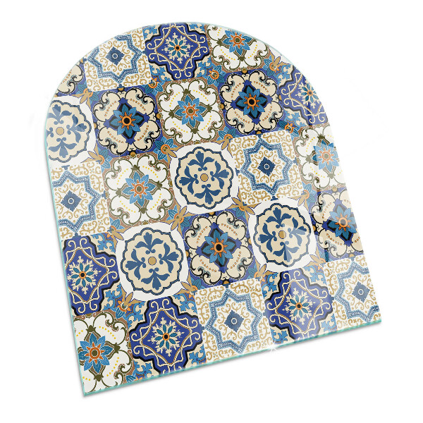 Glasplatte für Kaminöfen Mosaikmotiv mit floralen Akzenten