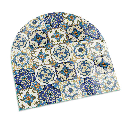 Glasplatte für Kaminöfen Mosaikmotiv mit floralen Akzenten