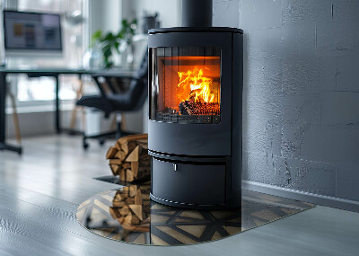 Glasplatte für Kaminöfen Moderne Formen mit Holzakzent