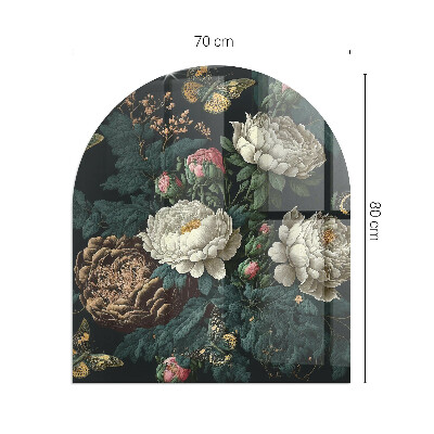 Funkenschutzplatte Kaminöfen Blumenmotiv mit Schmetterlingen