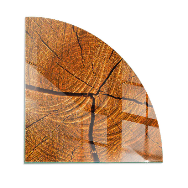 Funkenschutzplatte Glas Holzmaserung im Querschnitt