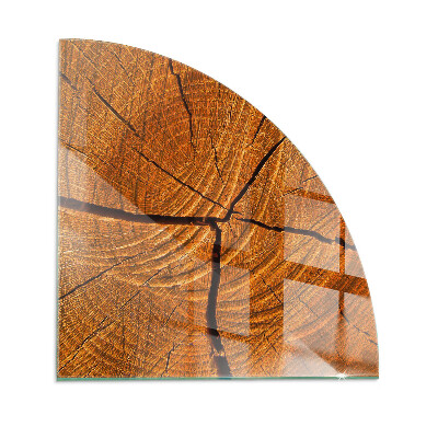 Funkenschutzplatte Glas Holzmaserung im Querschnitt