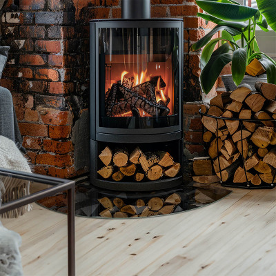 Glasplatte für Kamin Viertelkreis Dreidimensionale Geometrie