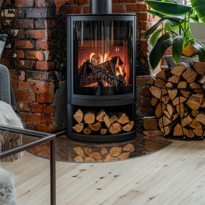 Glasplatte für Kamin Viertelkreis Natürliches Holzmuster