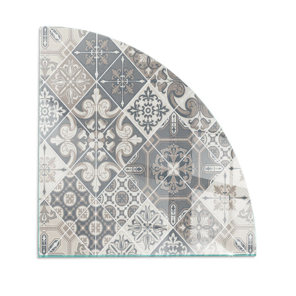 Glasplatte für Kamin Viertelkreis Dekoratives Mosaikmuster