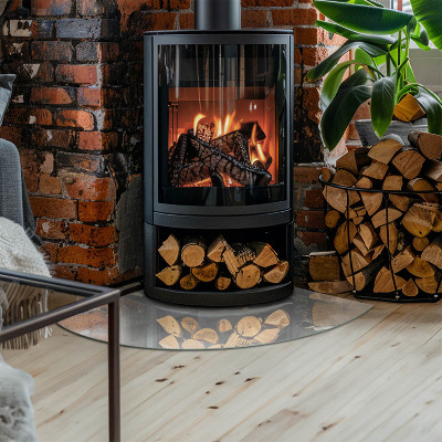 Glasplatte für Kamin Viertelkreis Abstraktes geometrisches Muster