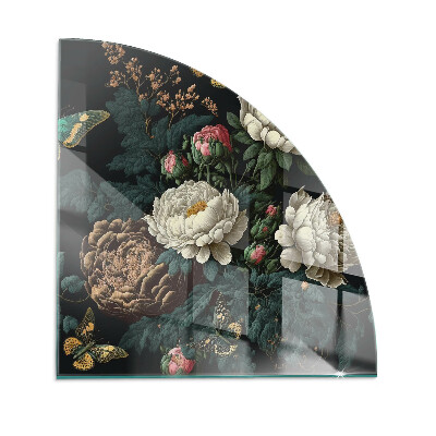 Funkenschutzplatte Glas Blumenmuster mit Schmetterlingen