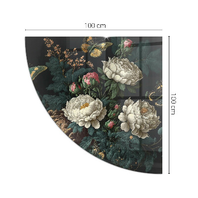 Funkenschutzplatte Glas Blumenmuster mit Schmetterlingen